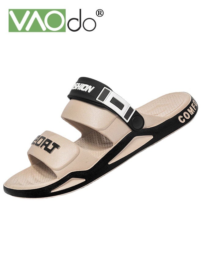 VAOdo Men' s Flat Sandals, Soft PVC Slippers with Adjustable Buckle, Lightweight Cushioned Open-toe Slides, Arch Support Slip-on Flat Shoes, Summer Beach Pool Shower Slipper - Image 1