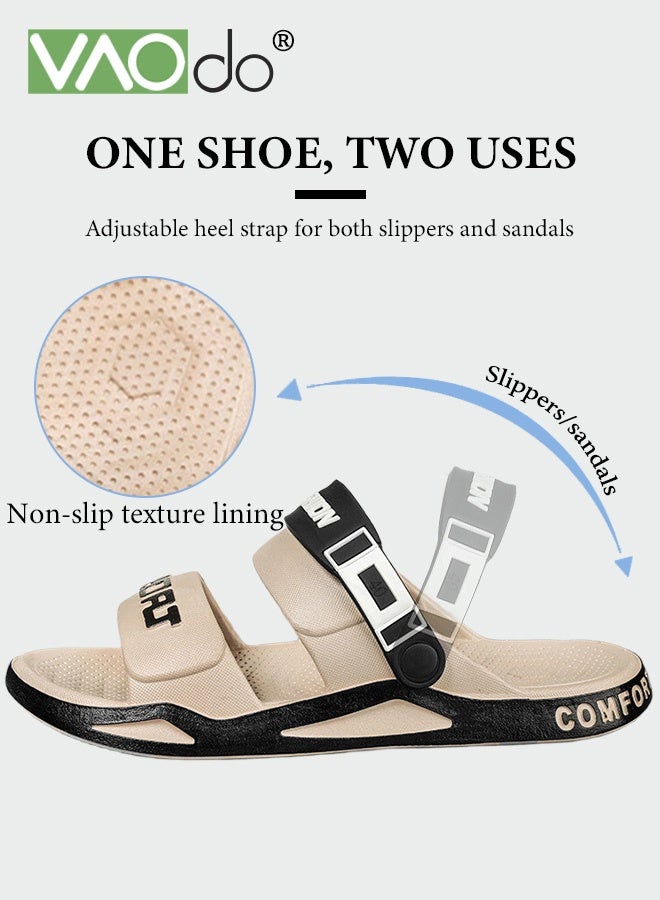 VAOdo Men' s Flat Sandals, Soft PVC Slippers with Adjustable Buckle, Lightweight Cushioned Open-toe Slides, Arch Support Slip-on Flat Shoes, Summer Beach Pool Shower Slipper - Image 4