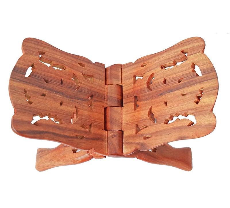Woodiva Sheesham Wooden Hand Carved Holy Book Stand for Quran, Bible, Bhagwat, Gita, Ramayana & Guru Granth Sahib, Reading Rehal Stand (15x7.5x1)inches LF03 - Image 4