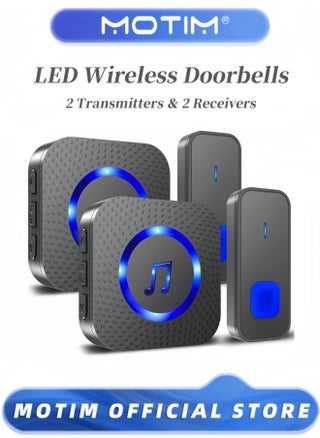 Wireless Doorbell 55 Ringtones & 5 Volume Levels with Flashing LED Includes 2 Receivers and 2 Buttons for Home Use - pzsku/ZC8D06B49F23227A339C2Z/45/_/1732505881/47a51593-7817-43f8-aef9-01c026b7e6f4