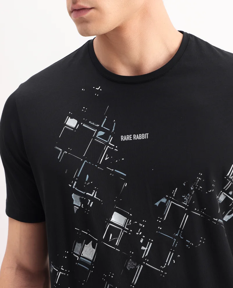 Rare Rabbit Men's Regular Fit Graphic Print T-Shirt