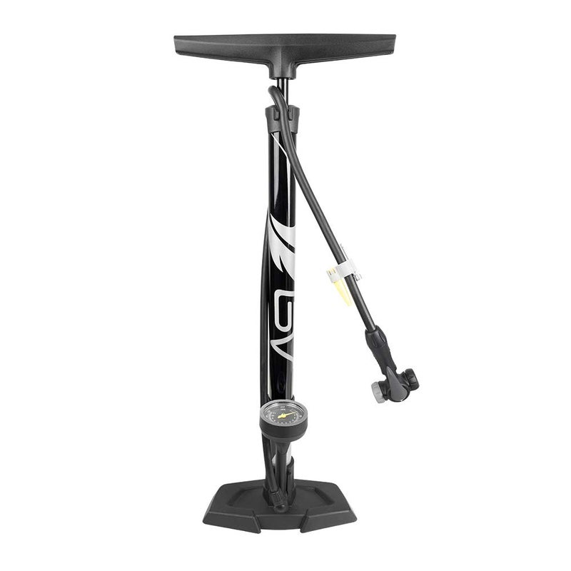 BV Bicycle Pump Durable Steel Bike Floor Pump 17/24 inch Smart Valve Head, 160 psi, Automatically Reversible Presta and Schrader (Black- Full Size) - Image 1