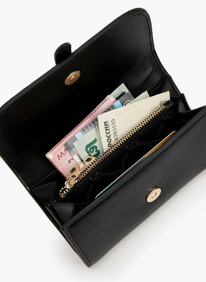 Celeste BLACK Monogram Textured Wallet With Flap Closure for Women | Best Price UAE