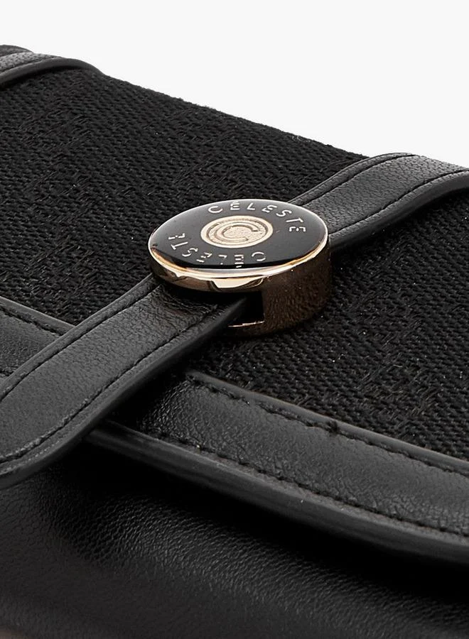 Celeste BLACK Monogram Textured Wallet With Flap Closure for Women | Best Price UAE