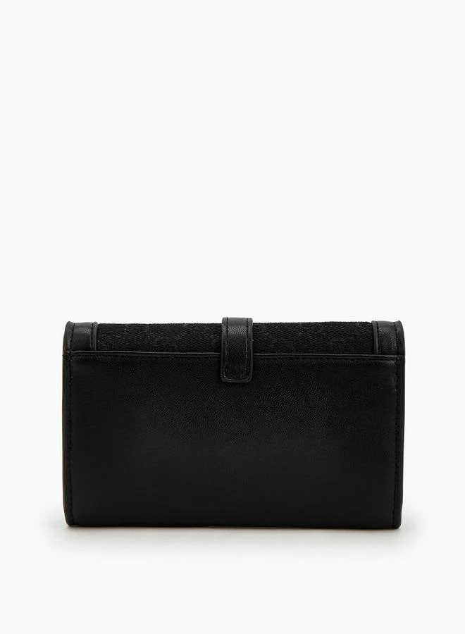 Celeste BLACK Monogram Textured Wallet With Flap Closure for Women | Best Price UAE