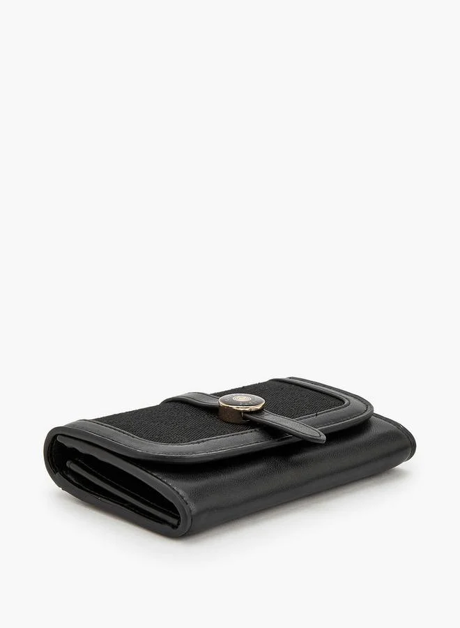 Celeste BLACK Monogram Textured Wallet With Flap Closure for Women | Best Price UAE