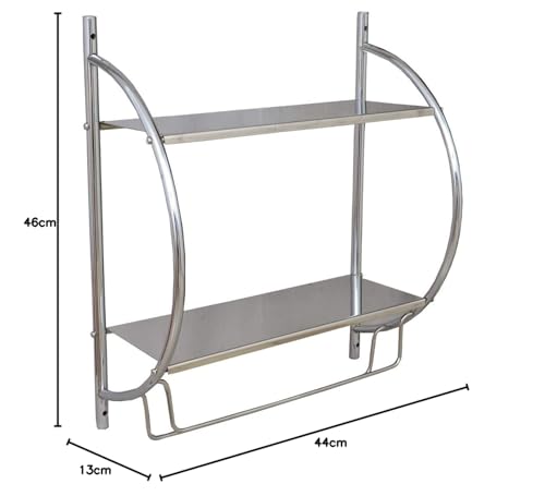 LEPOSE رف مزدوج الطبقات من الفولاذ المقاوم للصدأ ليبوز مع حامل حائط متعدد الاستخدامات، رف مطبخ/حامل مناشف/رف وحامل حمام/إكسسوارات حمام - Image 2