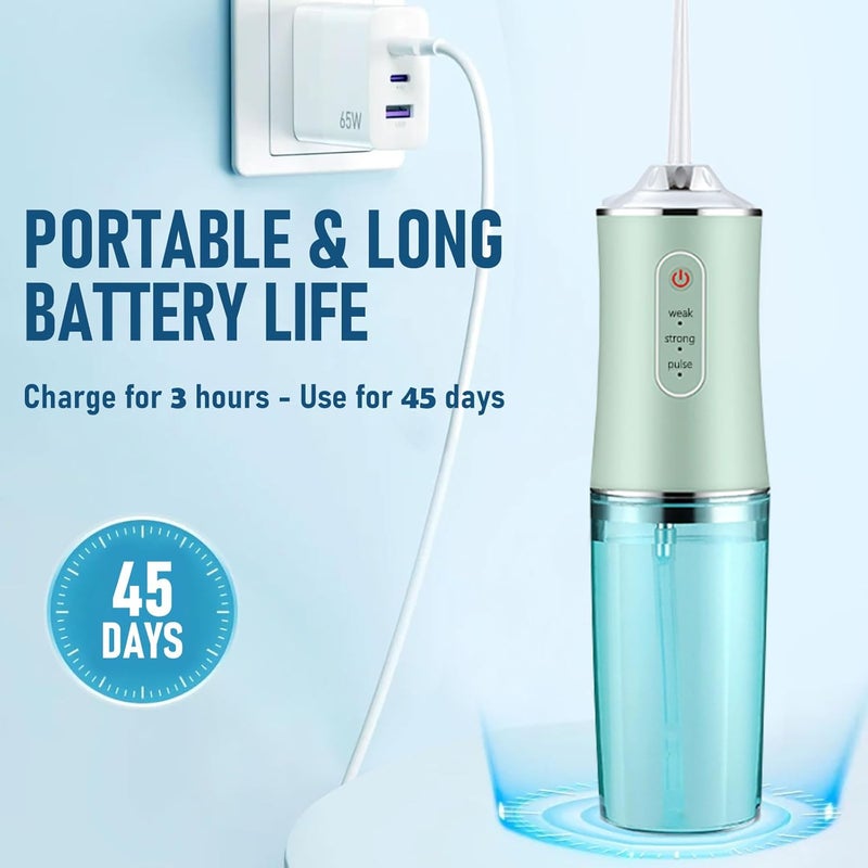 houscly Electric Water Flosser Cordless for Teeth 3 Modes 4 Jet Tips Cleaning and Flossing Water Dental Portable Floss Irrigator Oral Water Flossed Rechargeable Tonsil Stone Travel Adults - Image 4