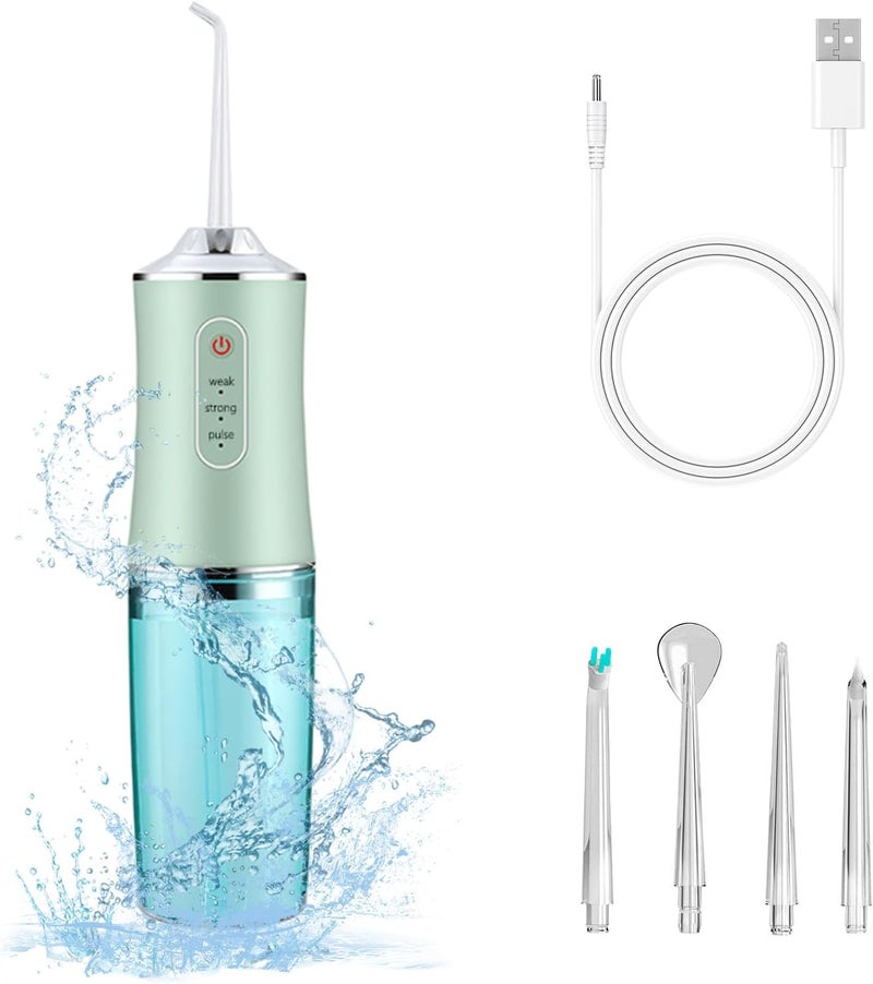 houscly Electric Water Flosser Cordless for Teeth 3 Modes 4 Jet Tips Cleaning and Flossing Water Dental Portable Floss Irrigator Oral Water Flossed Rechargeable Tonsil Stone Travel Adults - Image 1