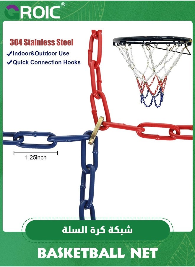 GROIC - Basketball Net Replacement Heavy Duty,Rust Proof Basketball Chain Net for Indoor Outdoor Climate, Quick Installation,Special Replacement Basketball Net for Basketball Stand - Image 1