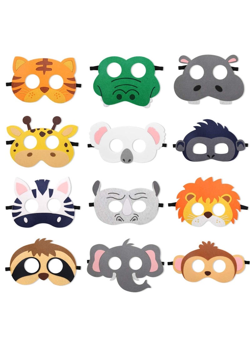 Generic Forest Friends Animals Felt Masks 12 pcs Woodland Creatures Animal Cosplay Zoo Camping Themed Party Favors Supplies for Boys or Girls  - Image 1