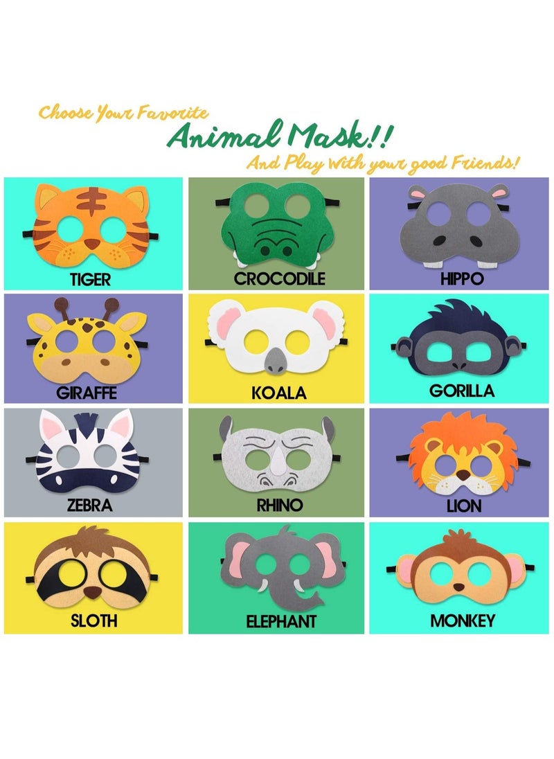 Generic Forest Friends Animals Felt Masks 12 pcs Woodland Creatures Animal Cosplay Zoo Camping Themed Party Favors Supplies for Boys or Girls  - Image 2