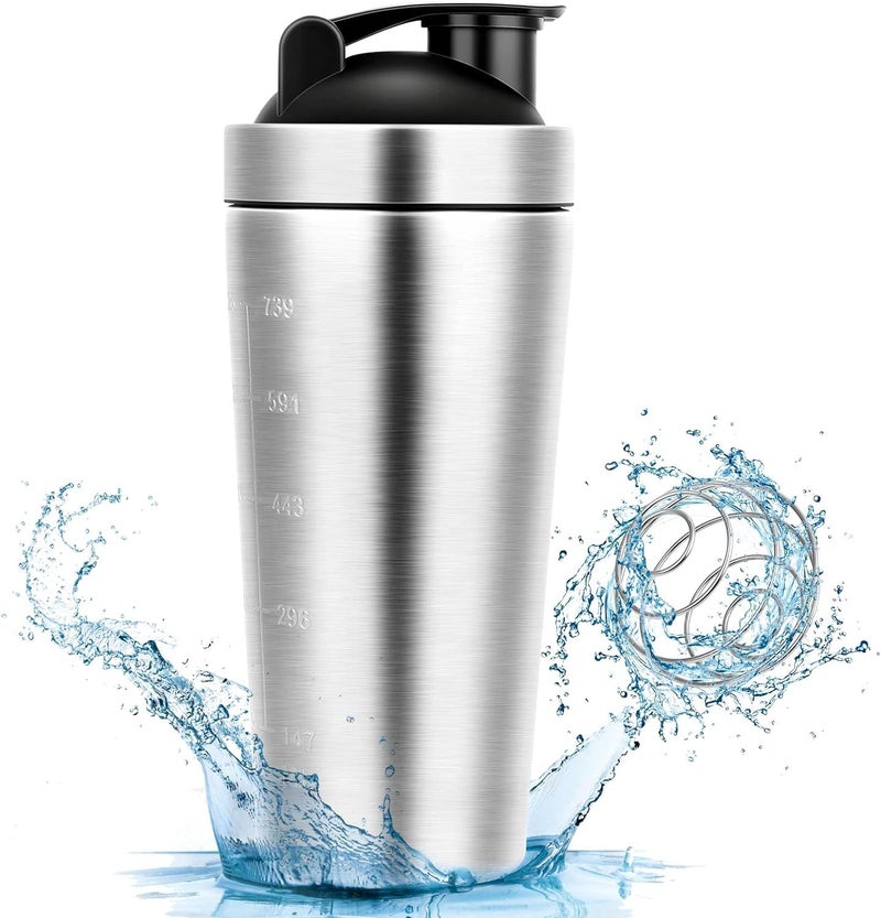 Being One Stainless Steel Fitness Protein Shaker Cup 750 ml, for Sports, Fitness and Gifts, BPA Free/Leak-Proof/Stainless Steel, Water Bottle with Scale - for Clump Free Shakes - Image 1