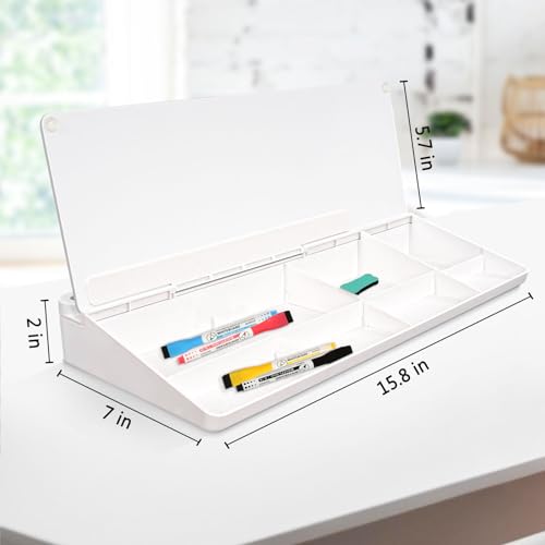 DOLLAR BOSS Glass Desk Whiteboard Small Dry Erase Board Desktop White Board with Storage Drawer Computer Keyboard Stand Desk Organizer Office Accessories Back to School Supplies with 4 Markers, White - Image 4