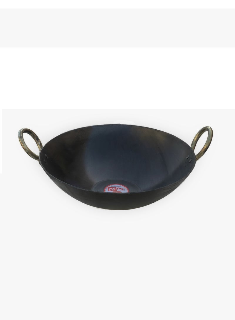 TAJ Iron Flat Bottom Deep Kadai/Wok Black 30cm 