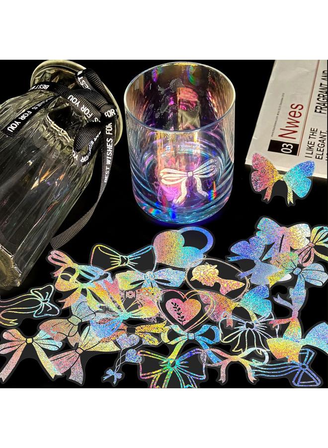 Bluejw 100 Transparent Laser Stickers New PET Creative Diy Retro Laser Hand Account Holographic Stickers - Image 4
