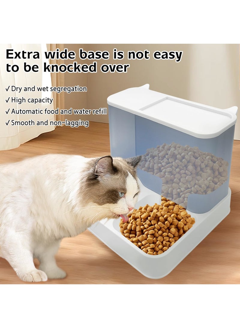 SYOSI Automatic Cat Feeder Set, 2 in 1 Pet Gravity Food Feeder and Waterer Set 2.8L, Travel Supply All-in-One Auto Puppy Supply Feeding Watering Supplies for Small Medium Indoor Dogs Cats Pets(Bule) - Image 2