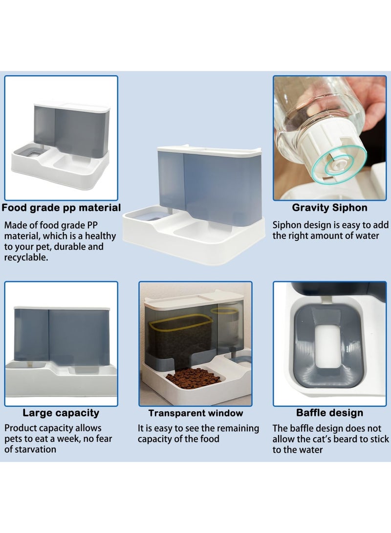 SYOSI Automatic Cat Feeder Set, 2 in 1 Pet Gravity Food Feeder and Waterer Set 2.8L, Travel Supply All-in-One Auto Puppy Supply Feeding Watering Supplies for Small Medium Indoor Dogs Cats Pets(Bule) - Image 4