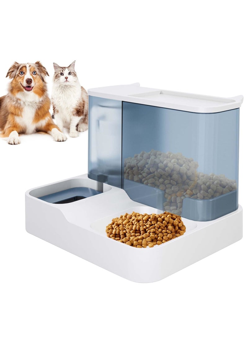 SYOSI Automatic Cat Feeder Set, 2 in 1 Pet Gravity Food Feeder and Waterer Set 2.8L, Travel Supply All-in-One Auto Puppy Supply Feeding Watering Supplies for Small Medium Indoor Dogs Cats Pets(Bule) - Image 1