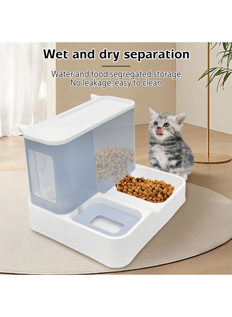 SYOSI Automatic Cat Feeder Set, 2 in 1 Pet Gravity Food Feeder and Waterer Set 2.8L, Travel Supply All-in-One Auto Puppy Supply Feeding Watering Supplies for Small Medium Indoor Dogs Cats Pets(Bule) - Image 3