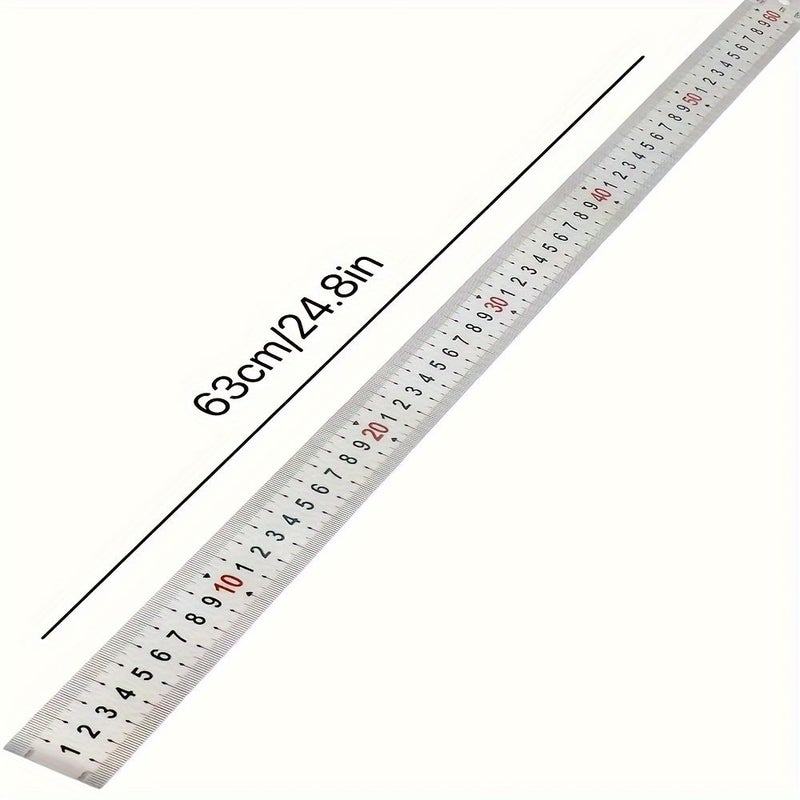23 62 Inch Long Red Aluminum Ruler Accurate Measurement For Office Cutting Thickened Widened - Image 3