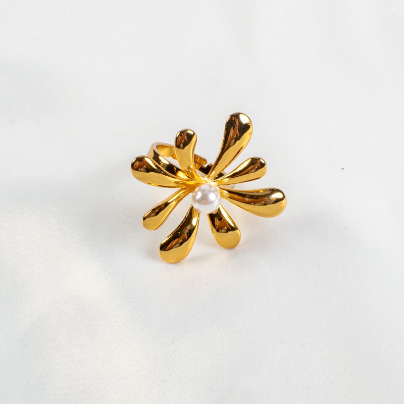 خاتم أستانليس ستيل ذهبي شكل وردة فري ساييز - Image 2