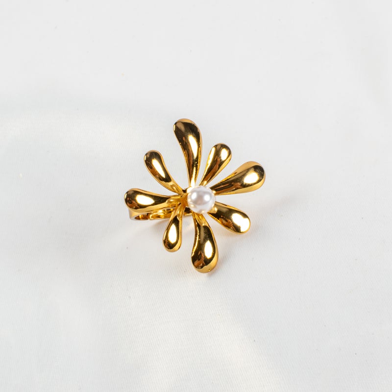 خاتم أستانليس ستيل ذهبي شكل وردة فري ساييز - Image 1