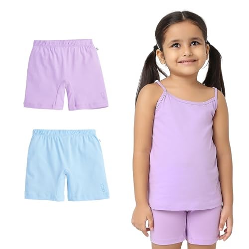 YouGotPlanB Cotton Inner Shorts for Girls | No-Mark Elastic Waistband | Supersoft & Stretchy | Antibacterial & Antimicrobial Lavender, Blue - Image 1