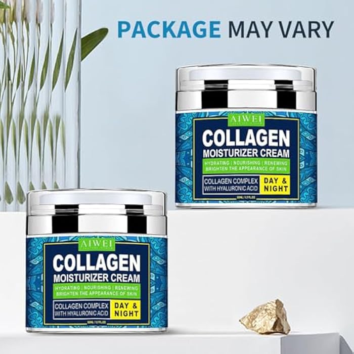 AIWEI Face Moisturizer Collagen Cream - Moisturizing, Hydrating & Recovery - Day Night Face Cream with Retinol and Hyaluronic Acid for Men & Women - 1.7 oz - Image 2