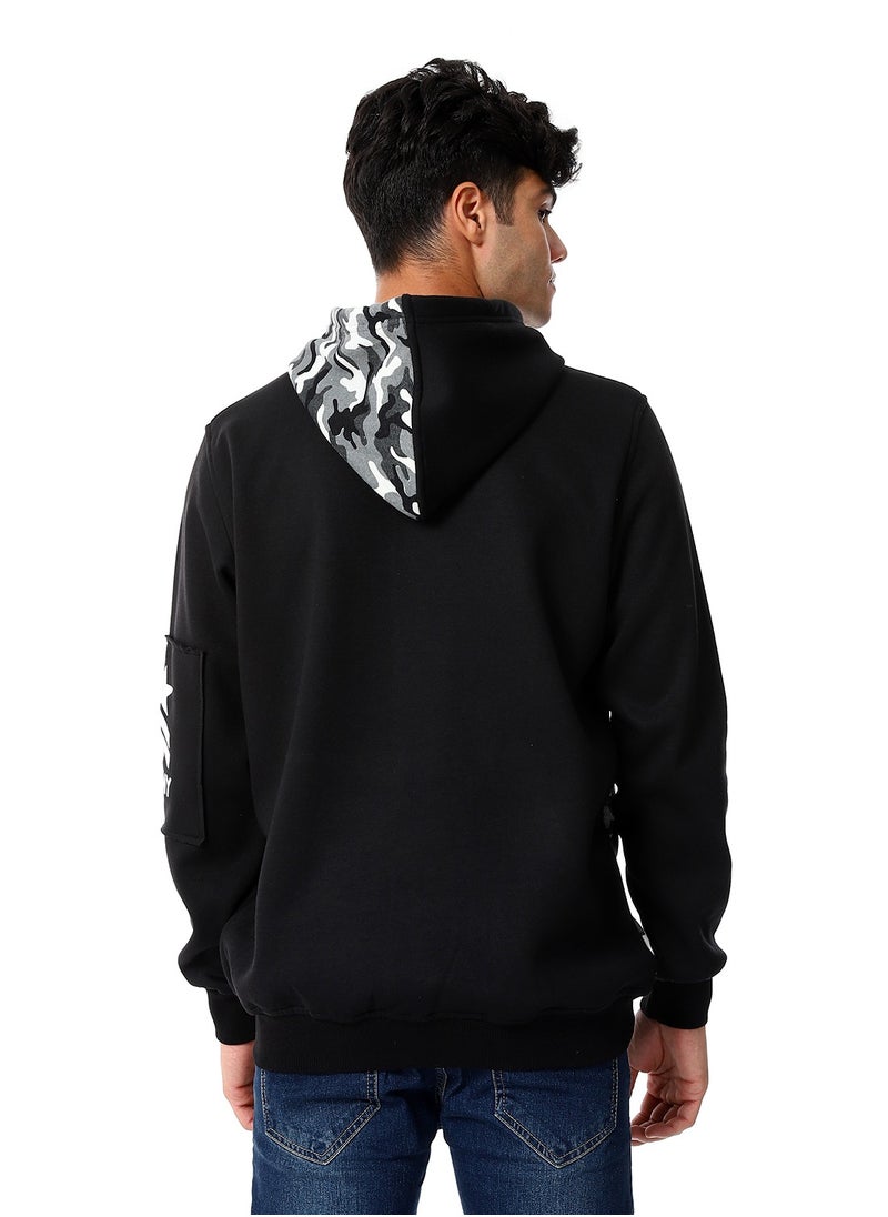 Caesar - Mens Closed Hoodie With Army Design - Image 1