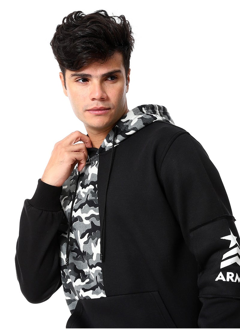 Caesar - Mens Closed Hoodie With Army Design - Image 1