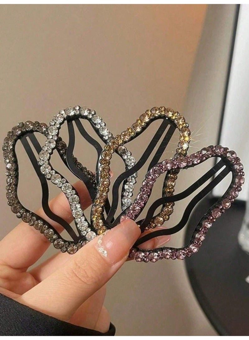 ميأميأ طقم من 4 قطع من مشابك شعر ملونة بشكل بلوري للنساء مناسب للإكسسوارات اليومية بألوان متعددة - Image 5