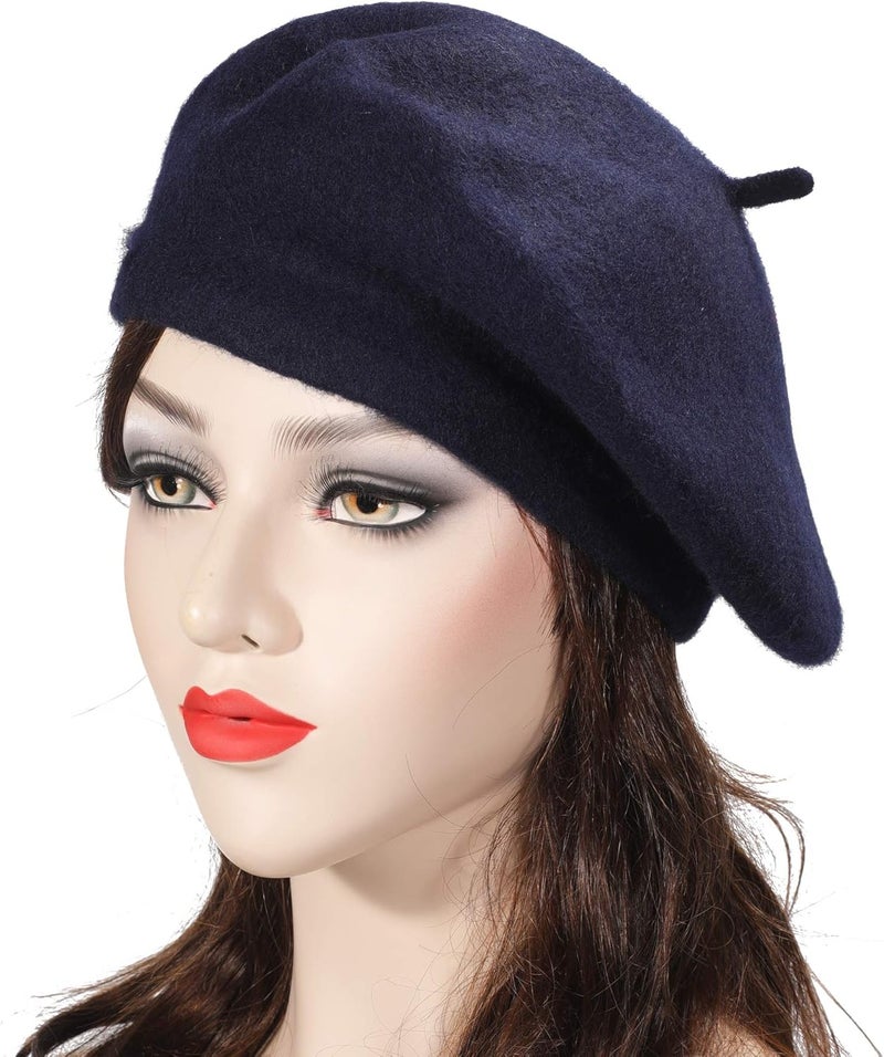 ZLYC Wool French Beret Hat Solid Color Beret Cap for Women Girls - Image 2