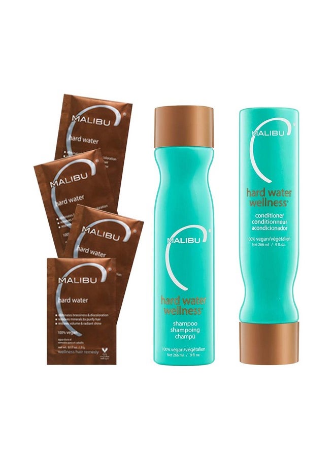Malibu C Hard Water Wellness Collection Hydrating Hair Care To Protect From Waterborne Elements Removes Hard Water Deposits & Impurities From Hair  - Image 1