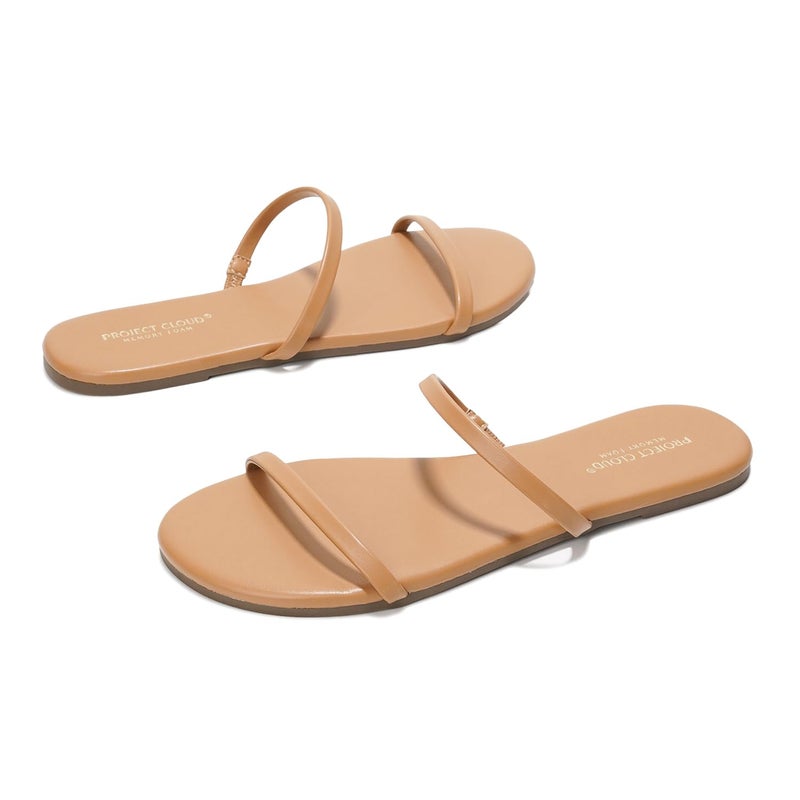Project Cloud Summer Sandals for Women 2026 - Memory Foam Insole and Eco-Crafted Leather Beach Flip Flops for Women - Non Slip and Lightweight Double Strap Womens Sandals(Transition,TAN, 6) - Image 2