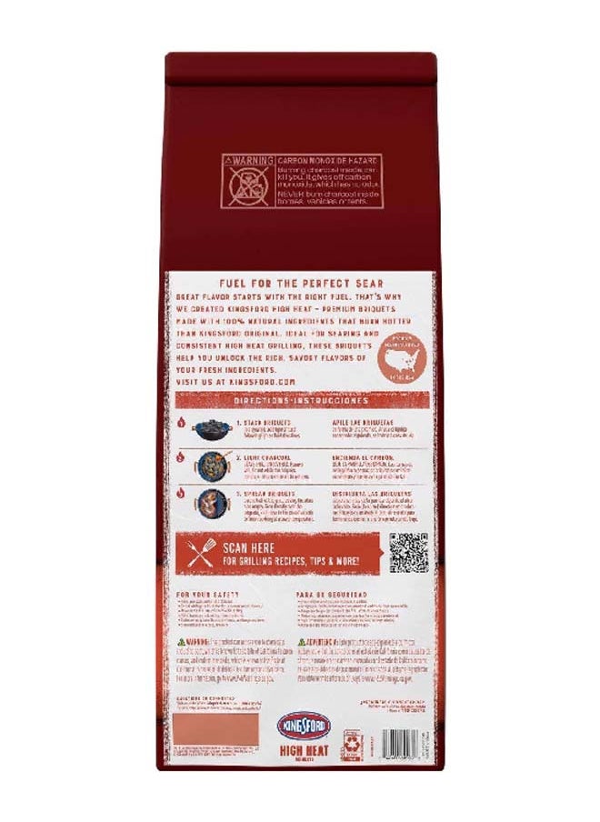 Kingsford High Heat All Natural Original Charcoal Briquettes Dark Grey 12 lb 8090220  - Image 2