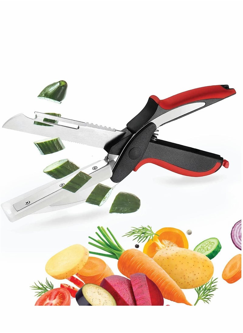 Y&D Kitchen Scissor Food Choppers Slicer Cutter With Cutting Board for Picnic BBQ  - Image 1
