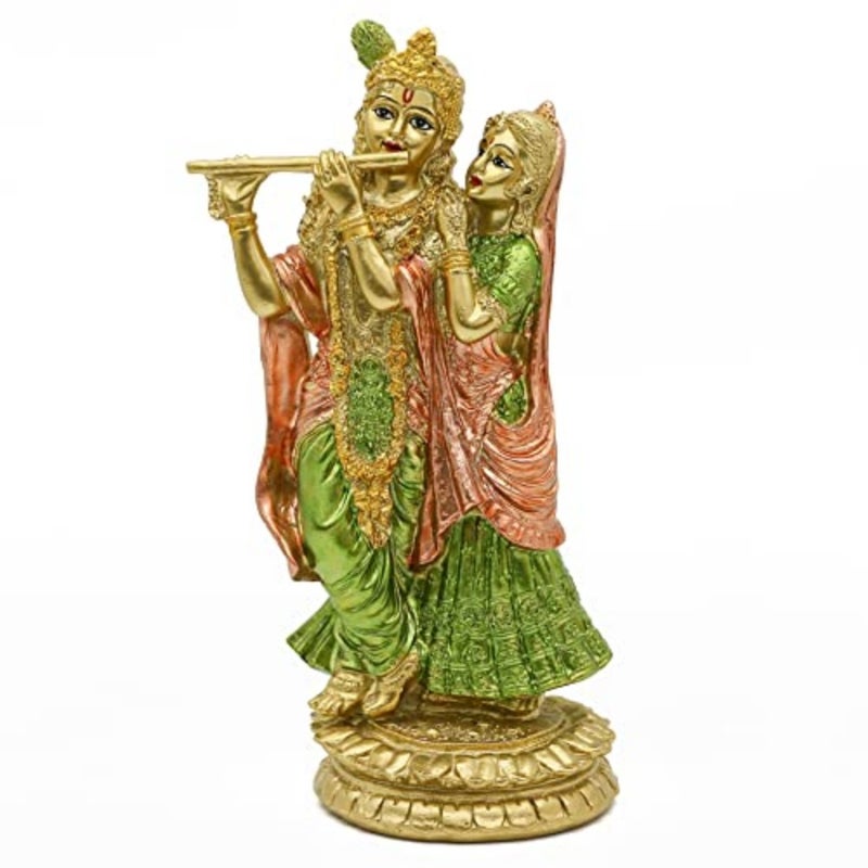 Hindu Idol Radha Krishna Statue - Indian God Goddess Figurine Murti Pooja Item Home Office Temple Mandir Puja Item India Buddha Diwali Wedding Gifts Meditation Altar Shrine Kit - Image 1