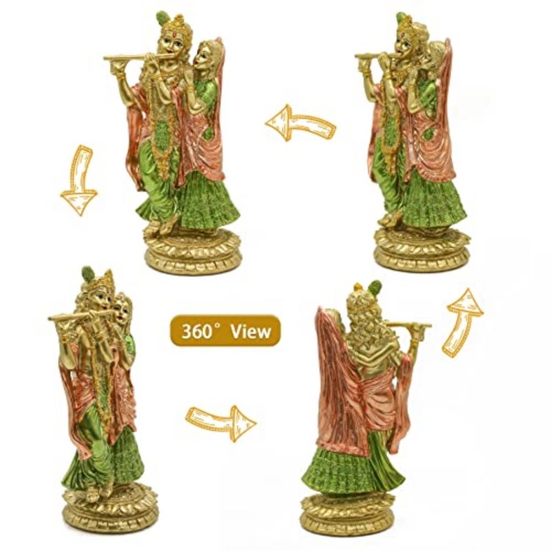 Hindu Idol Radha Krishna Statue - Indian God Goddess Figurine Murti Pooja Item Home Office Temple Mandir Puja Item India Buddha Diwali Wedding Gifts Meditation Altar Shrine Kit - Image 2