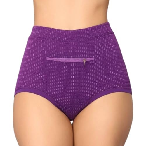 Fashiol Women's Boyshorts Cotton Full Coverage Zipper Panty with Front Pocket Hipster Panties Seamless Dailywear Underwear (L) Assorted - Image 4