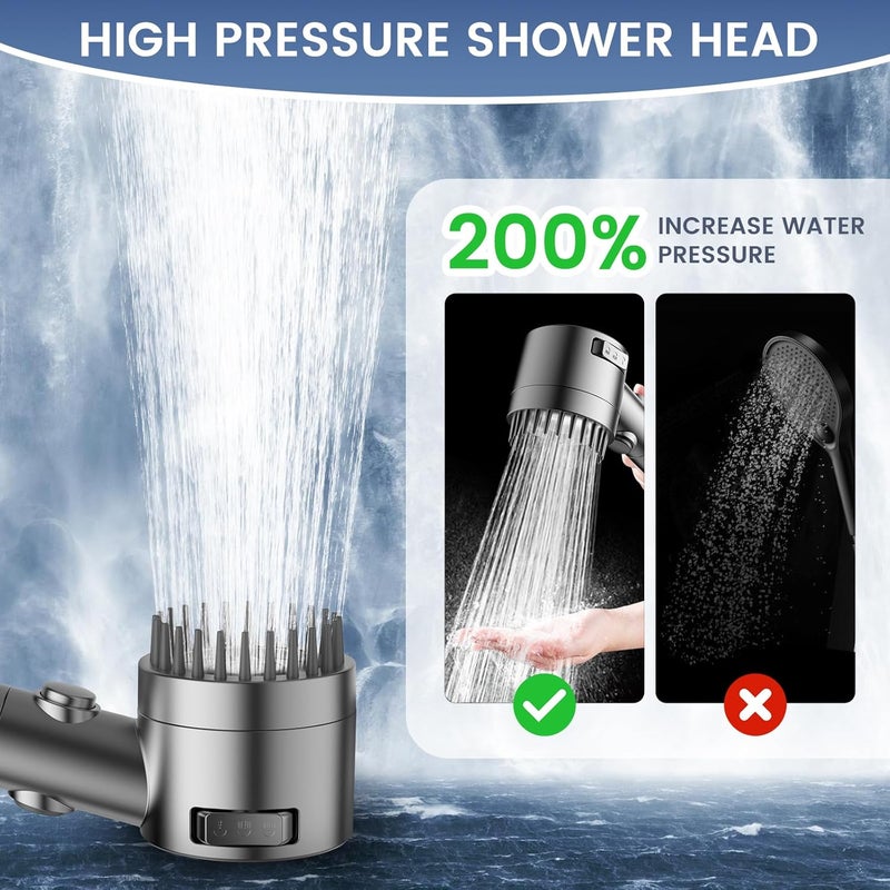 Vatex Filtered Shower Head with Handheld, High Pressure 5-Spray Shower Head with Filters for Hard Water, ON/OFF Switch Showerhead for Pets Bath, Shower Heads Filter - Remove Chlorine, Improve Skin and Hair - Image 2