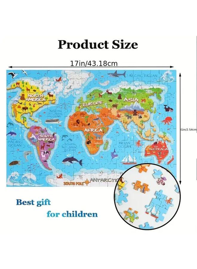 200pcs World Map Jigsaw Puzzle Educational Toy For Kids Early Learning Parent Child Interaction Portable Durable Mixed Colors - Image 4