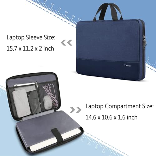 Ytonet Laptop Sleeve Case 15.6 Inch, Slim Water Resistant TSA Laptop Cover with Handle Protective Computer Carrying Case Compatible with HP Dell Lenovo Asus Notebooks, Dark Blue - Image 3