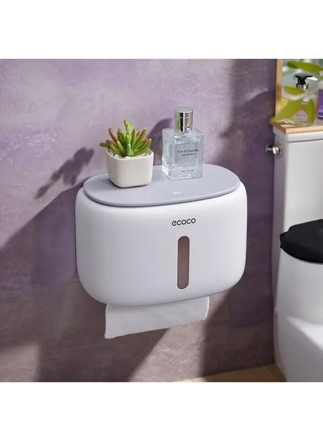 Gray Double Layer Waterproof Wall Mounted Tissue Storage Box Holder Organizer - Image 1