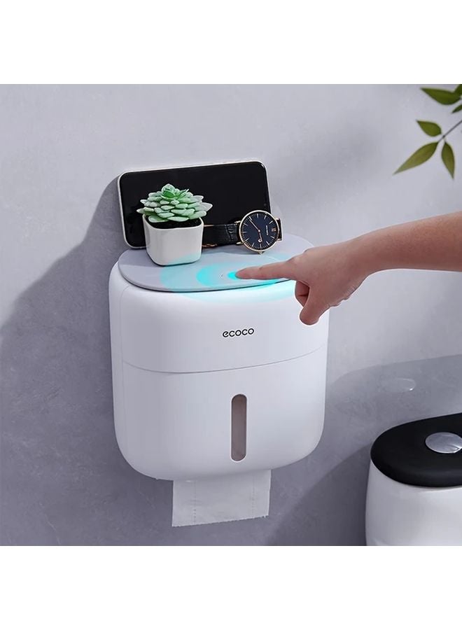 Gray Double Layer Waterproof Wall Mounted Tissue Storage Box Holder Organizer - Image 3