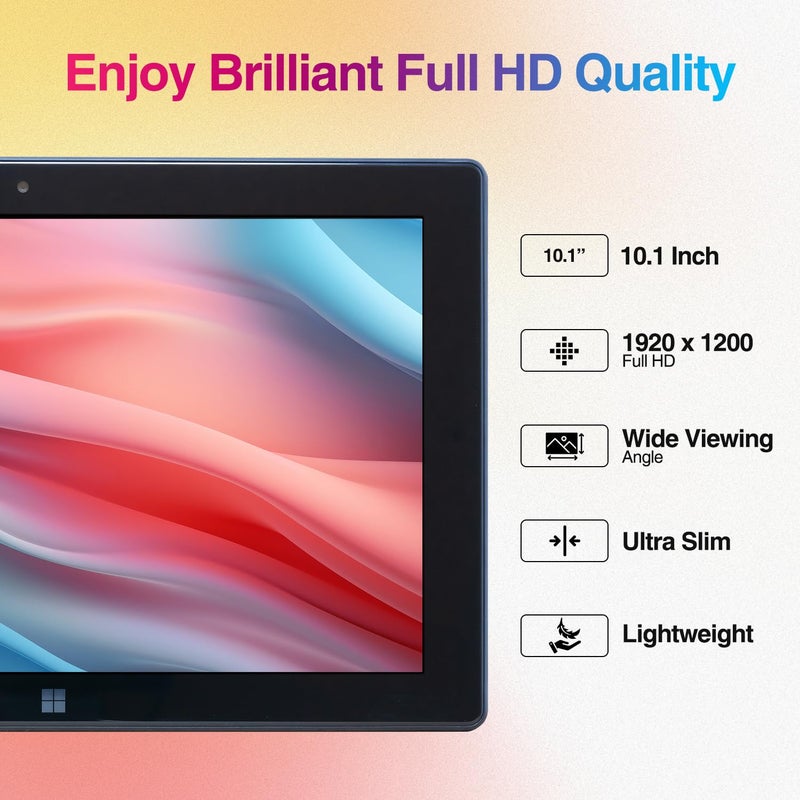 Fusion5 10.1" Windows 11 Tablet PC - FWIN232 Plus Ultra Slim Windows Tablet Computer - 8GB RAM, Full HD 10 Inch Display, 5G WiFi, Quad-Core CPU, USB 3.0, Micro HDMI, Dual Cameras, Bluetooth - Image 3