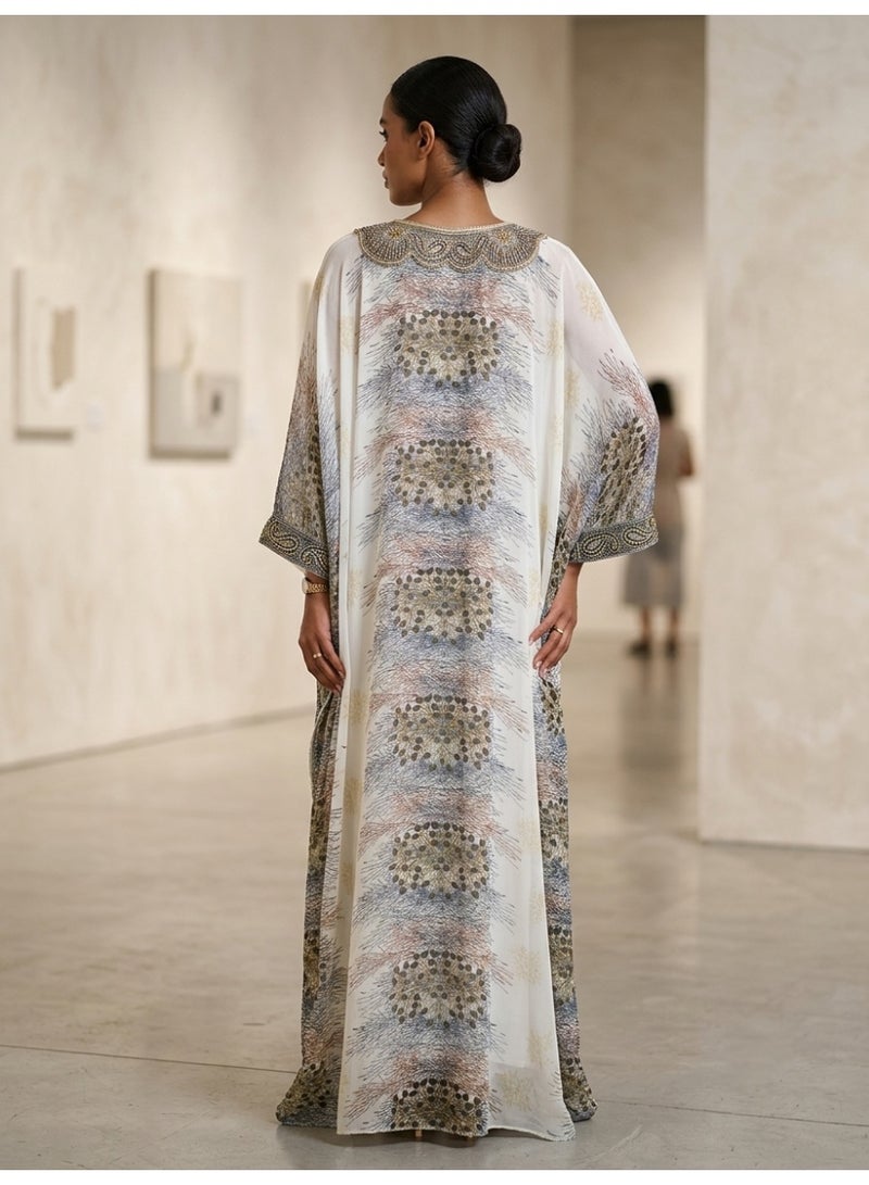 Alaya Women Floral Embroidered Chiffon Kaftan-AL3831 - Image 4