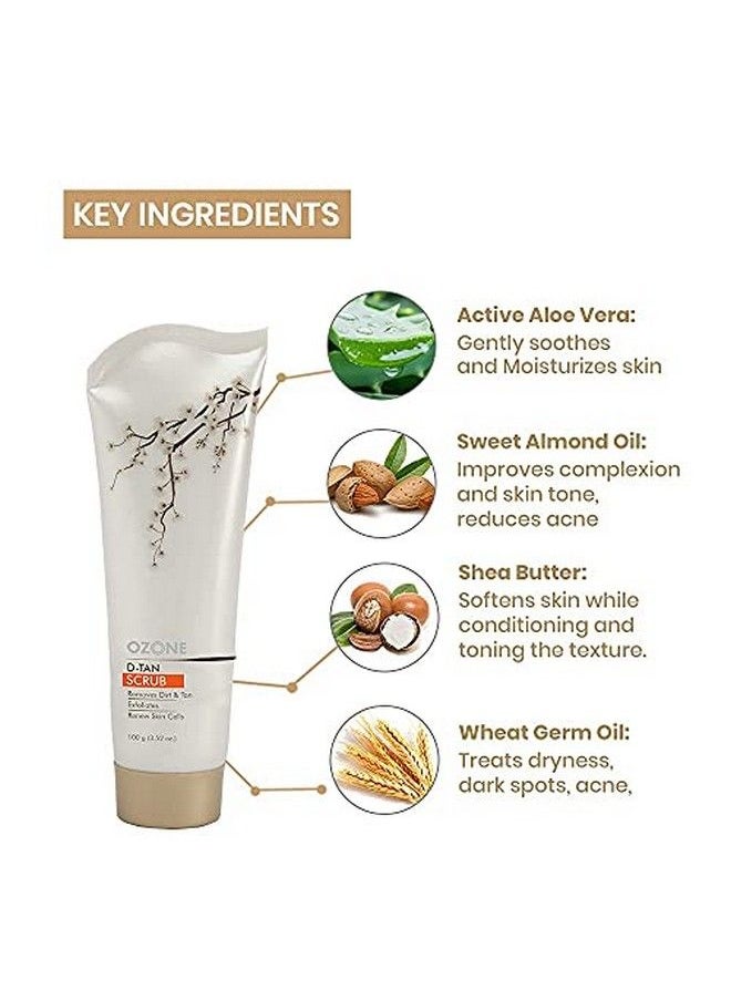 Ozone - D Tan Face Scrub 100 G For Tan Removal. Helps Removes Tan Prevents Sun Damage & Boosts Skin Complexion. 100% Organic Products. No Paraben & Chemical - Image 1