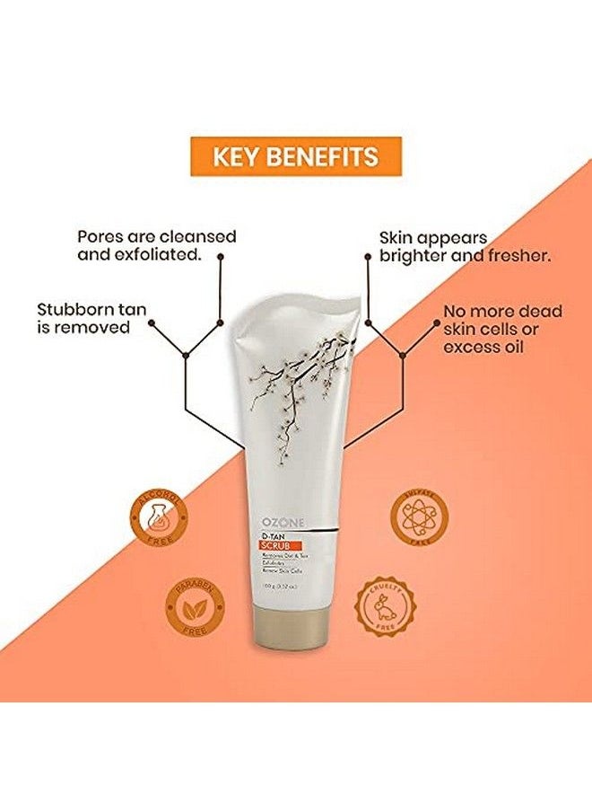 Ozone - D Tan Face Scrub 100 G For Tan Removal. Helps Removes Tan Prevents Sun Damage & Boosts Skin Complexion. 100% Organic Products. No Paraben & Chemical - Image 1