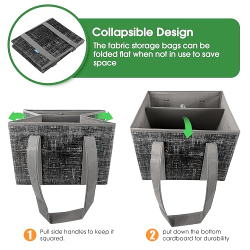 Fab totes Reusable Grocery Bags, Large Foldable Shopping Tote Bags with Reinforced Handles & Hard Bottom,2 Pack, Black - Image 5